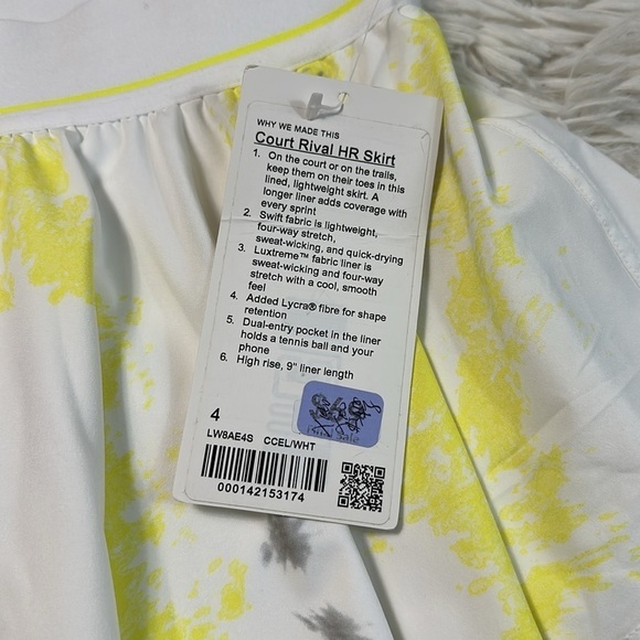 NWT Lululemon Court Rival High-Rise Skirt *Extended Liner Cross Court Wash - Picture 2 of 5